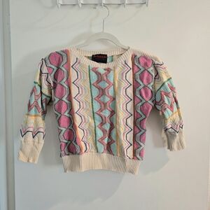 Vintage De Rothschild Kniteare Colorful Geometric Knit Sweater Top Small